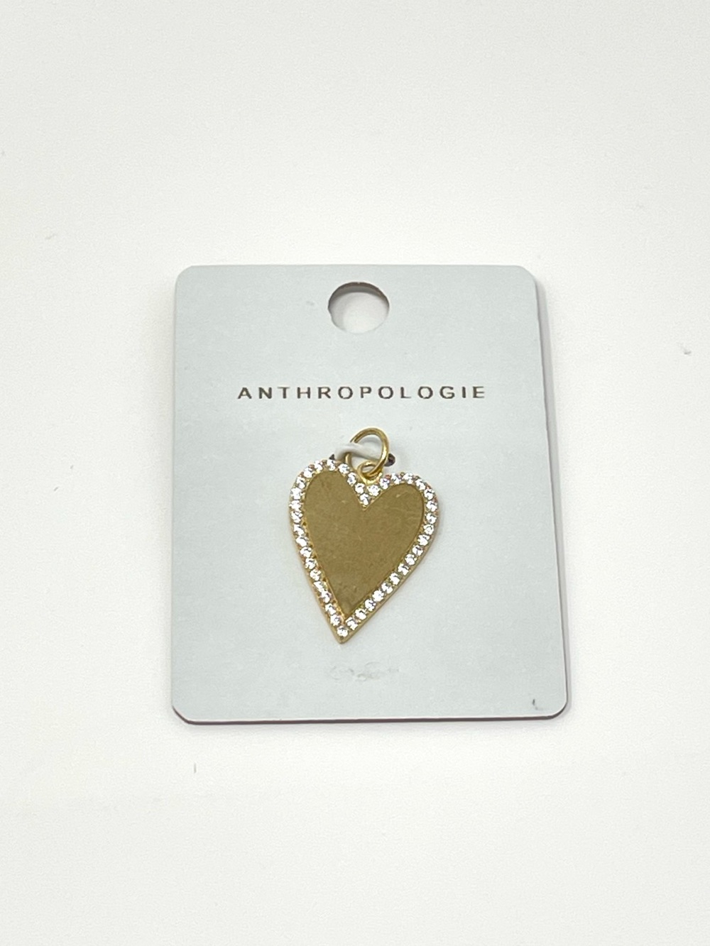 New Anthropologie Gold Heart CZ Charm